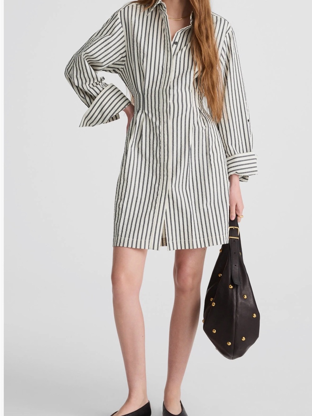 Madewell Striped Tucked Mini Shirtdress